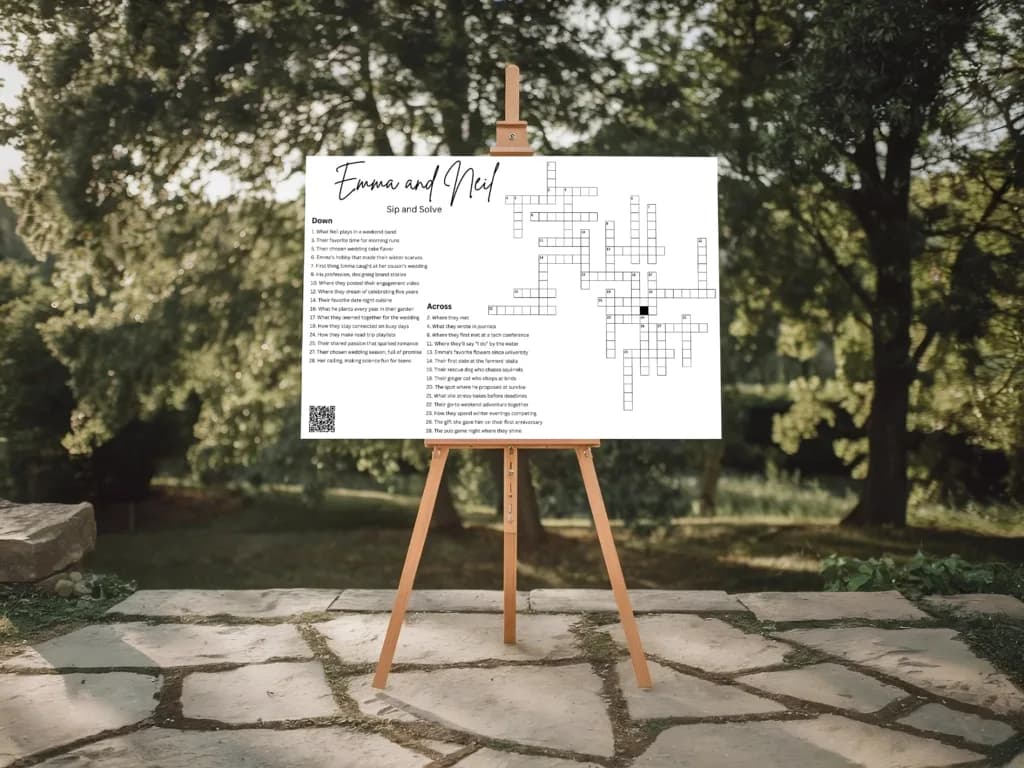 Giant wedding crossword puzzle poster