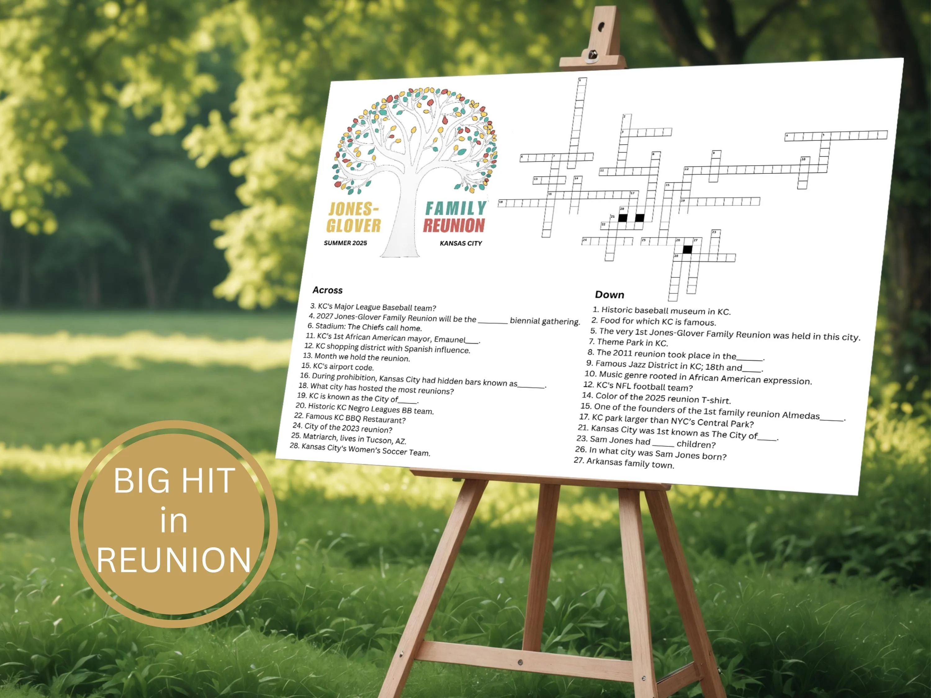 Custom family reunion crossword puzzle giant poster