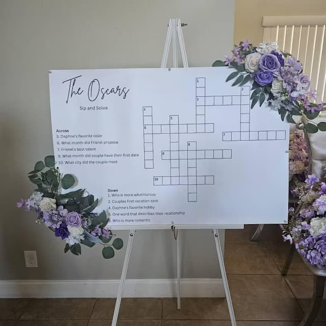 A giant custom word search puzzle on display at a customer's event