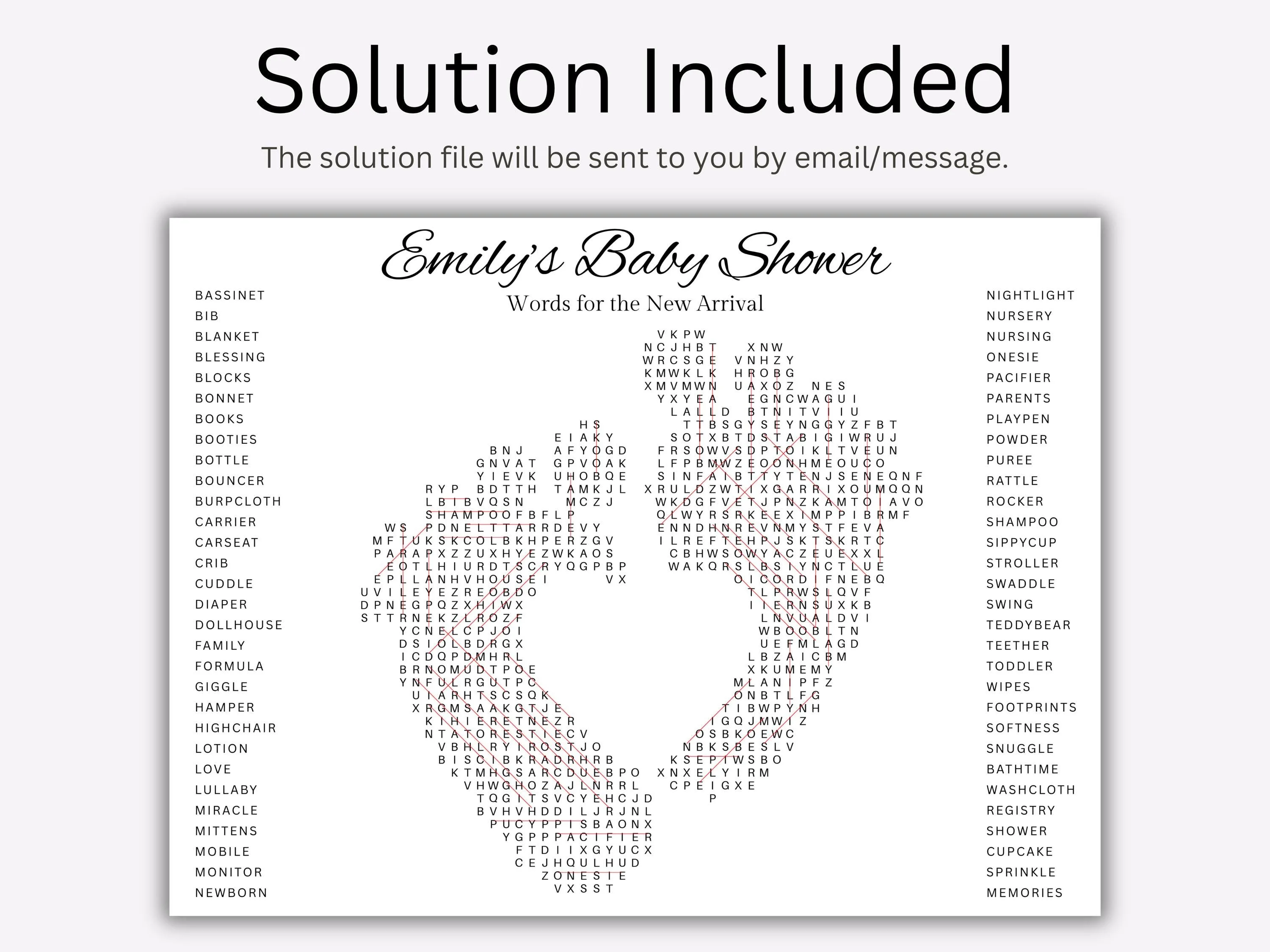 Custom Baby Shower Word Search Puzzle – Shaped Party Game Poster 6