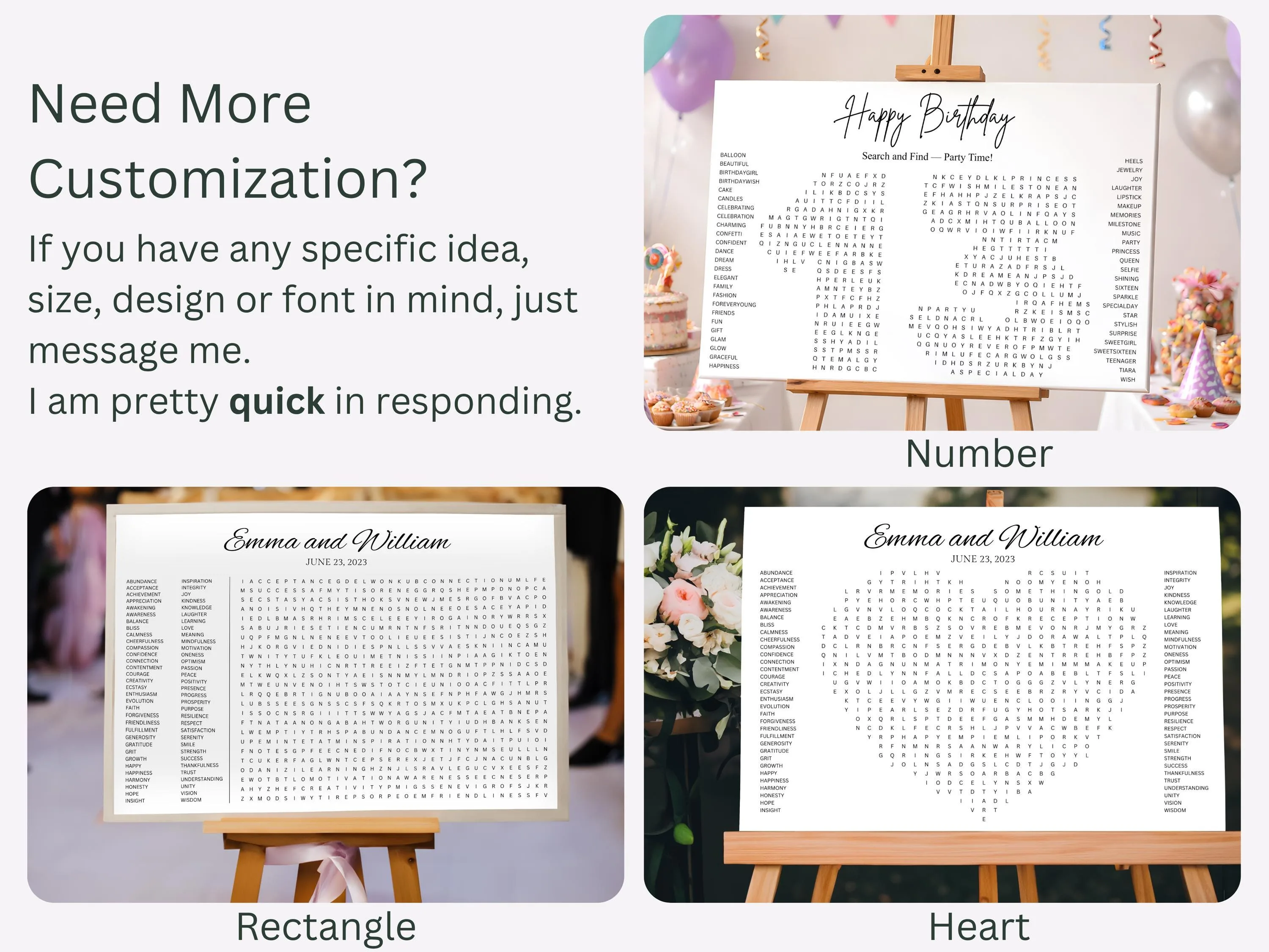 Custom Birthday Number Shape Word Search – Milestone Party Game 11
