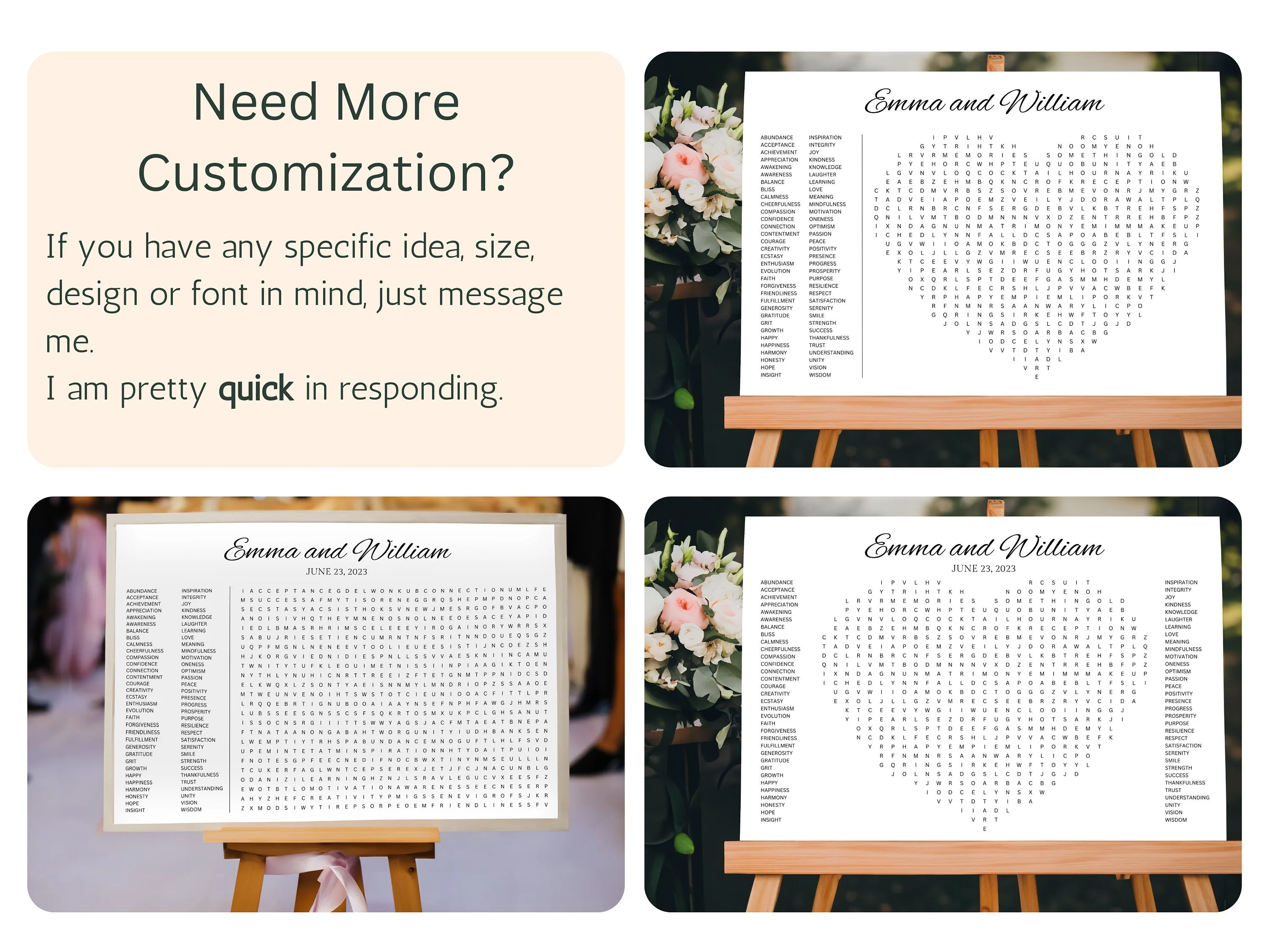 Custom Bridal Shower Word Search Puzzle – Personalized Game Poster 10