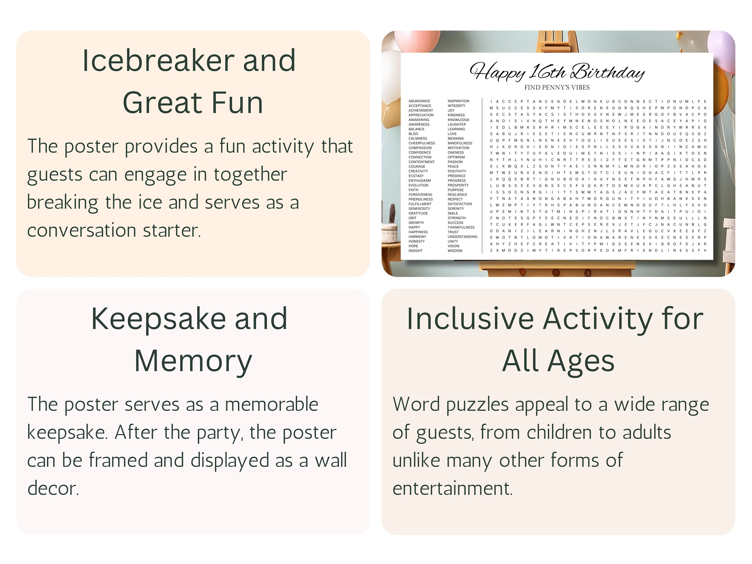 Personalized Birthday Word Search Puzzle – Giant Party Game Poster 3