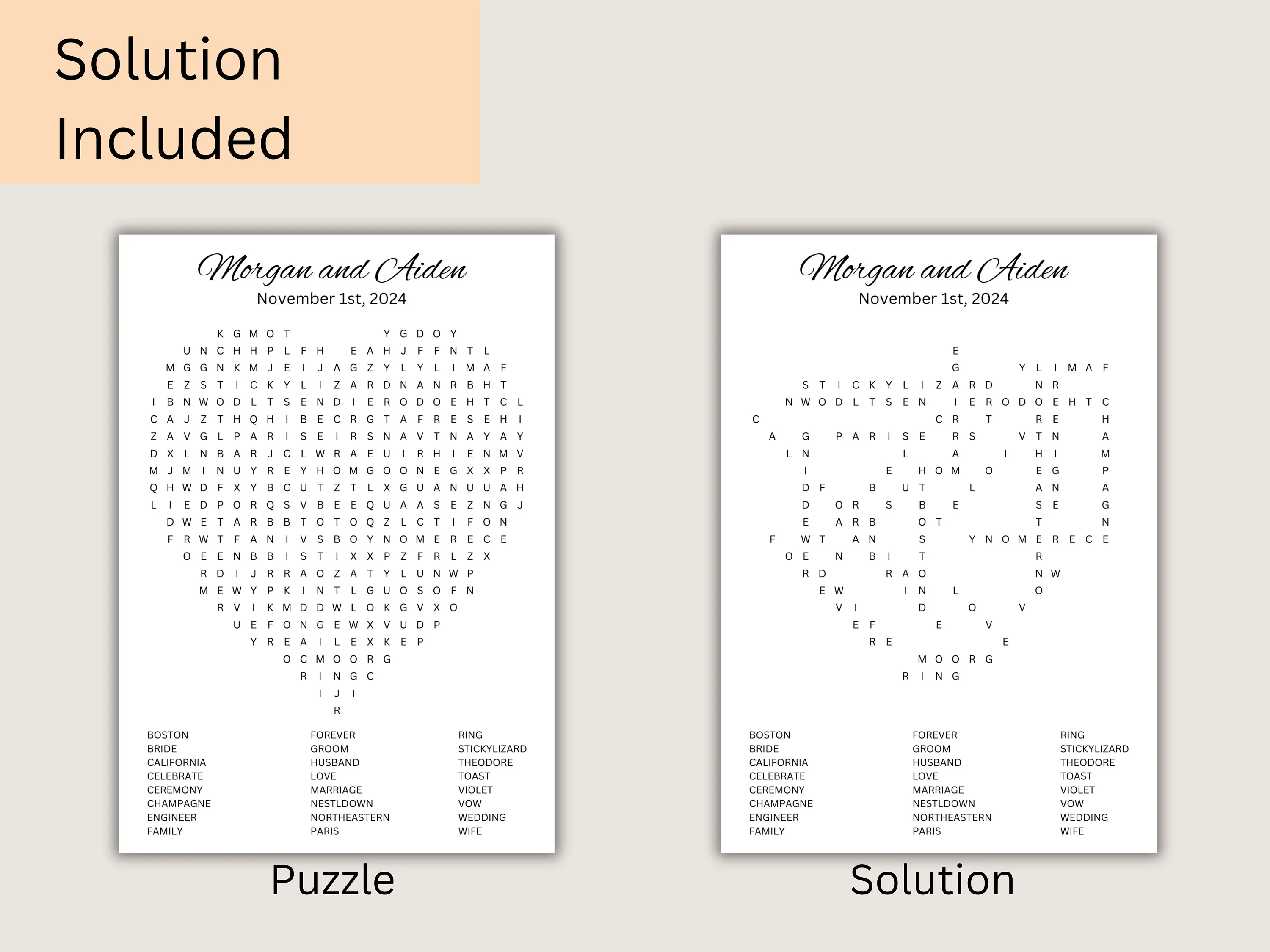 Printable Heart-Shaped Wedding Word Search – Digital Download 6