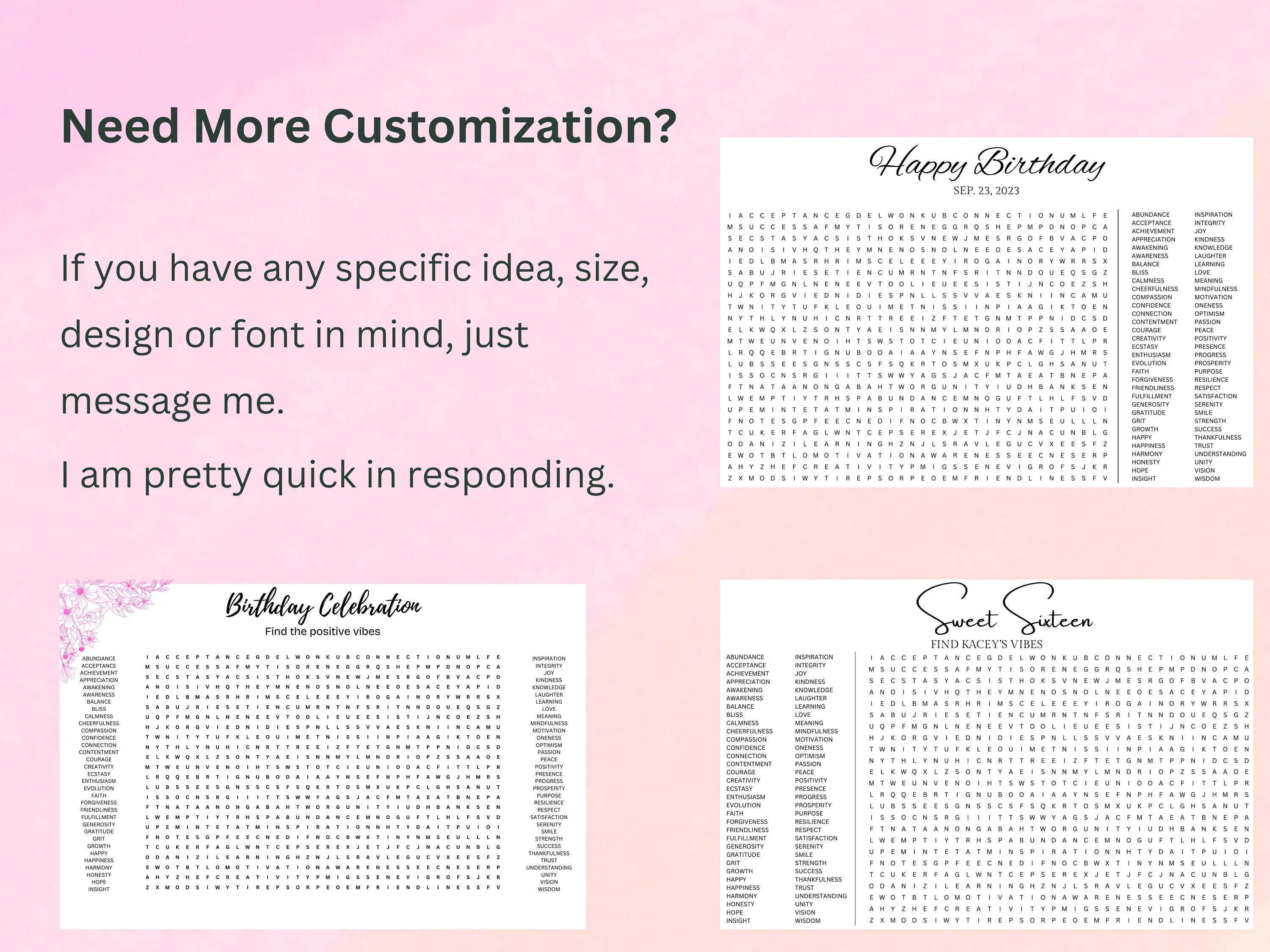 Custom Sip & See Word Search Puzzle – Baby Shower Shaped Game 13
