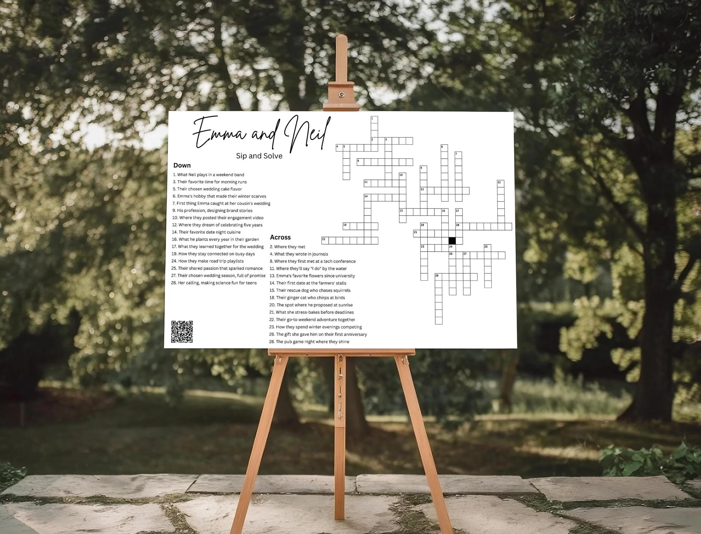 Custom Wedding Crossword Puzzle – Giant Reception Party Game 13
