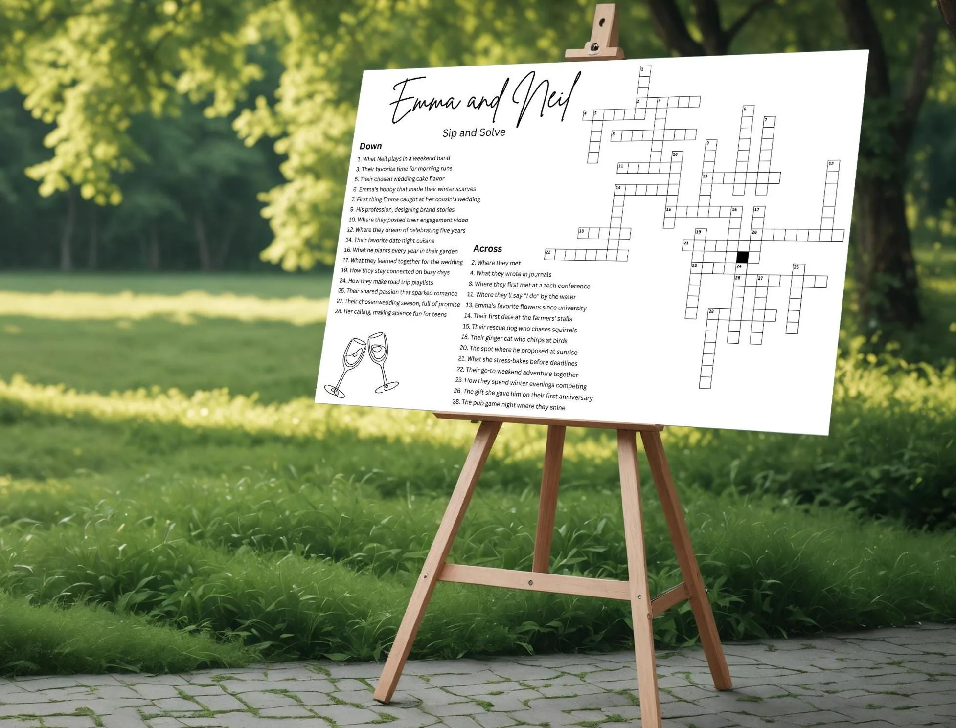 Custom Wedding Crossword Puzzle – Rehearsal Dinner Party Game 13