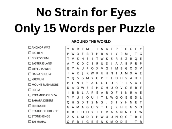 Printable Word Search Puzzles for Adults and Seniors. Printable Games. Educational Activity. Travel Activity. Digital Puzzles. Easy & Hard.