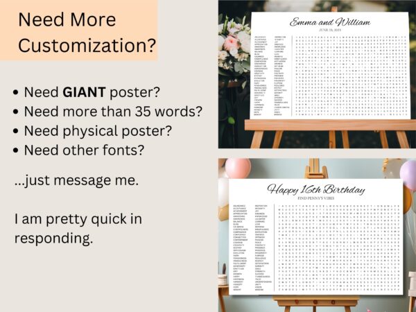 Custom Wedding Word Search Puzzle. Printable Fun Wedding Game. Personalized Sip and Search - Image 9