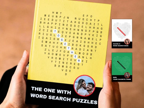 Custom Book of Word Search Puzzle. Personalized Book Gift for Fathers Day, Anniversary Gift, Wordsearch Book, Gift for Him, Gift for Her