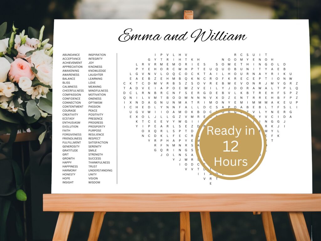 Wedding Word Search, Wedding Games, Family Gathering, Sip and Search, Baby Shower Activity, Lawn Games, Family Reunion Outdoor Activity