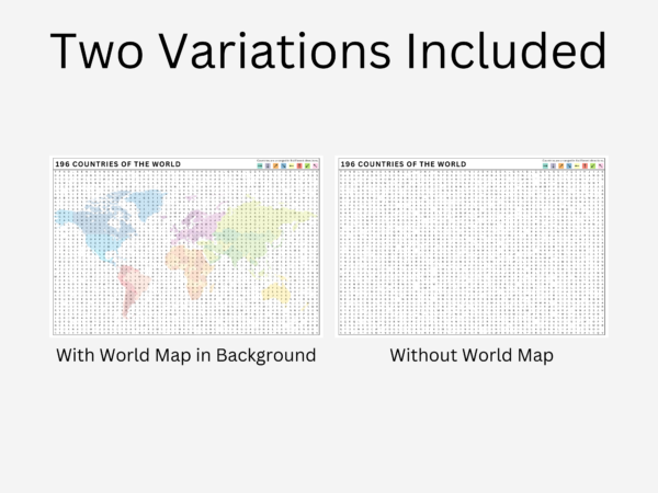 Giant Word Search Puzzle with ALL World Country Names. Printable Puzzle Poster. Homeschool Geography Activity. Classroom Fun Activity