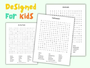 Large Print Word Search Printable for Kids