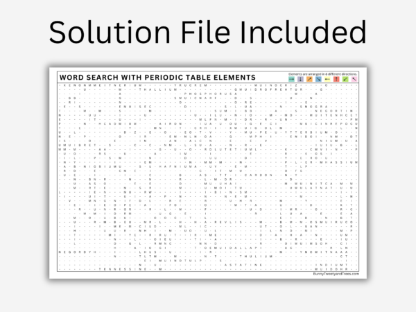 STEM Word Search Puzzle. Chemistry Puzzle. Periodic Table Elements Word Search. STEM Activity. Classroom, Homeschooling Science Activity.