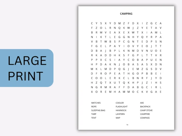 Large Print Word Search Printable for Kids
