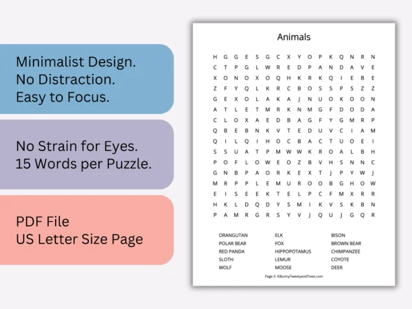 Large Print Word Search Printable for Kids
