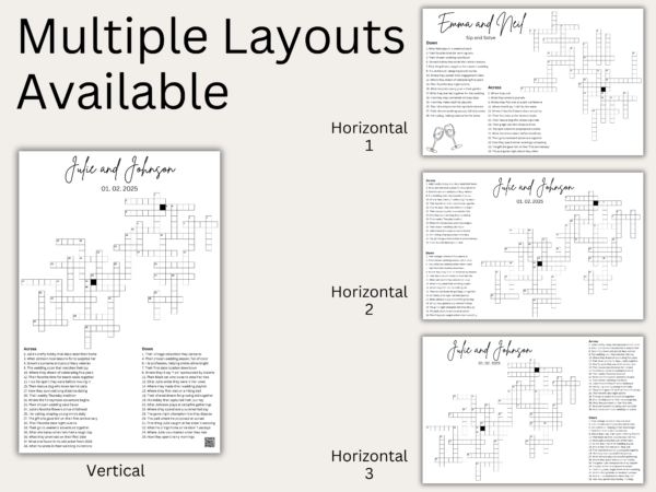 Wedding Crossword Puzzle. Custom Giant Crossword Puzzle Poster. Foam Board. Sip and Search. Wedding Reception Games. Sip and Solve