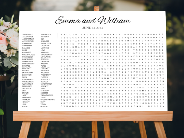 Wedding Word Search Puzzle Poster, Foam Board, Printable, Sip and Search