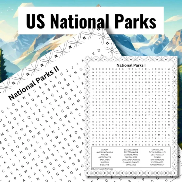 USA Word Search Puzzle for Kids, Adults and Seniors. Large Print. 50 State Landmarks, National Parks, Sport Teams