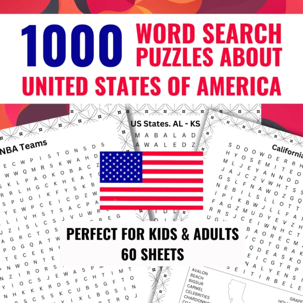 USA Themed Word Search Puzzle for Kids, Adults, Seniors. Landmarks, National Parks, Sports - Image 7