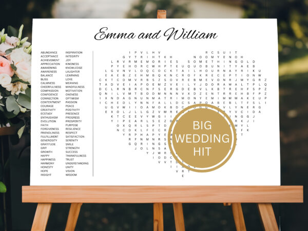 Wedding Word Search, Heart Shape Word Search Puzzle, Wedding Games, Family Gathering, Sip and Search, Baby Shower Activity, Lawn Games, Family Reunion Outdoor Activity