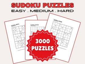 Sudoku Challenge. Printable Sudoku Puzzles. Brain Activity for kids, Adults. Travel, Road Trip Games. Homeschool Activity
