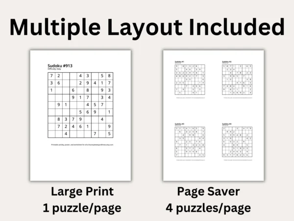 Sudoku Challenge. Printable Sudoku Puzzles. Brain Activity for kids, Adults. Travel, Road Trip Games. Homeschool Activity